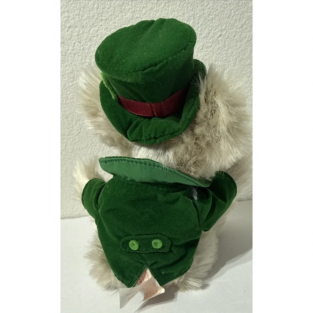 ST. PATRICK'S DAY Jointed Stuffed Mohair Bear Toy Top Hat Vest  T.L. Toys 9